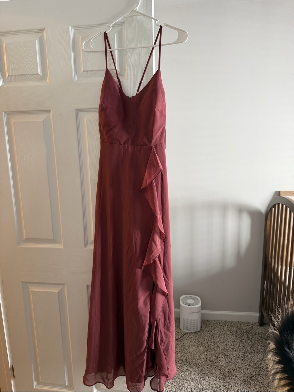 Birdy Grey Dusty Rose Spaghetti-Strap Ruffle Maxi Dress